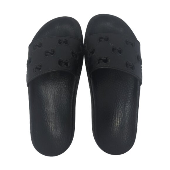 Pre-loved Black Gucci GG Rubber Slides -Size 10 - Picture 1 of 3